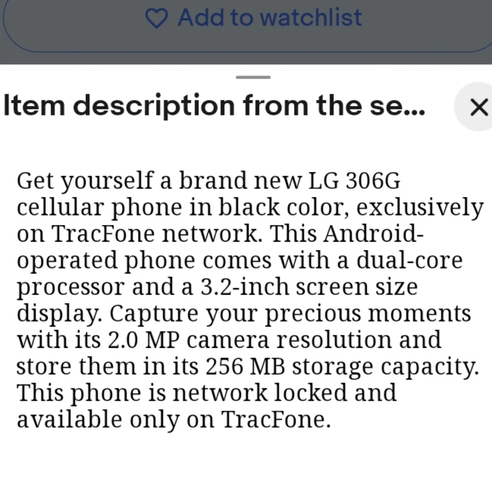 LG 306G Black TracFone Cellular Phone
